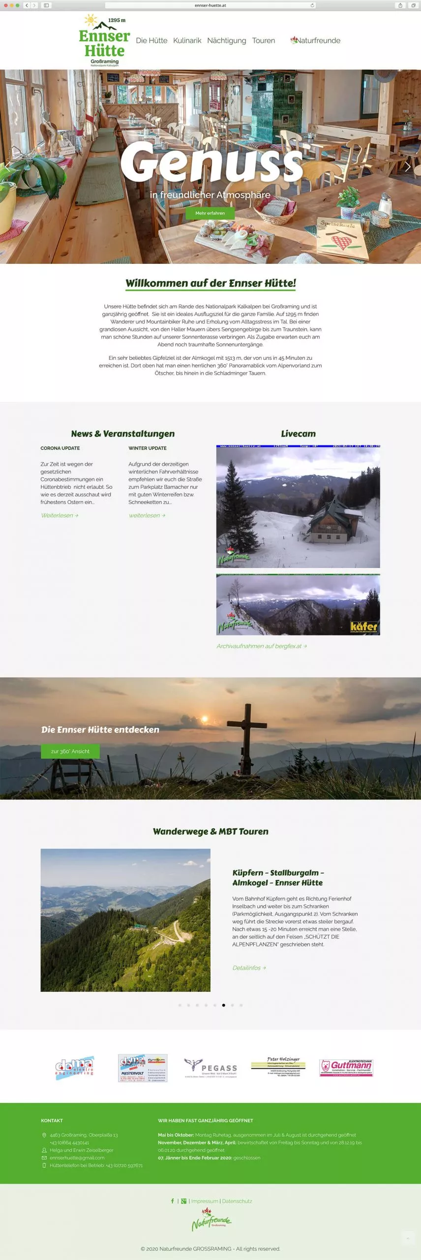 Ennser Hütte Website