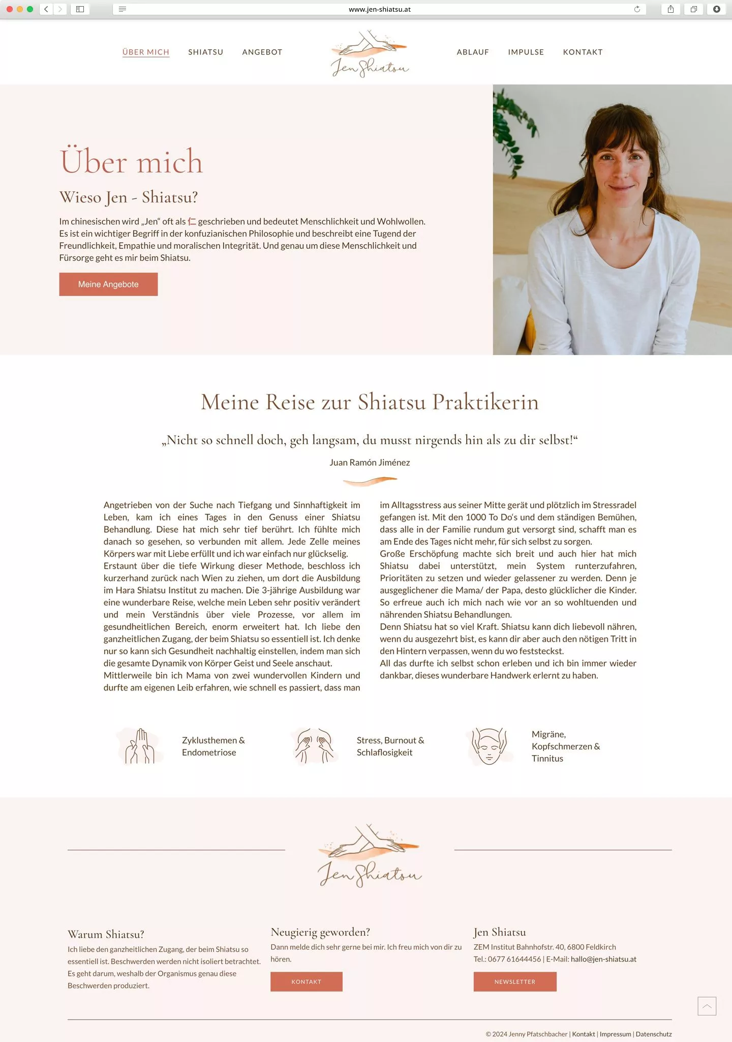 Jen Shiatsu Website Screenshot
