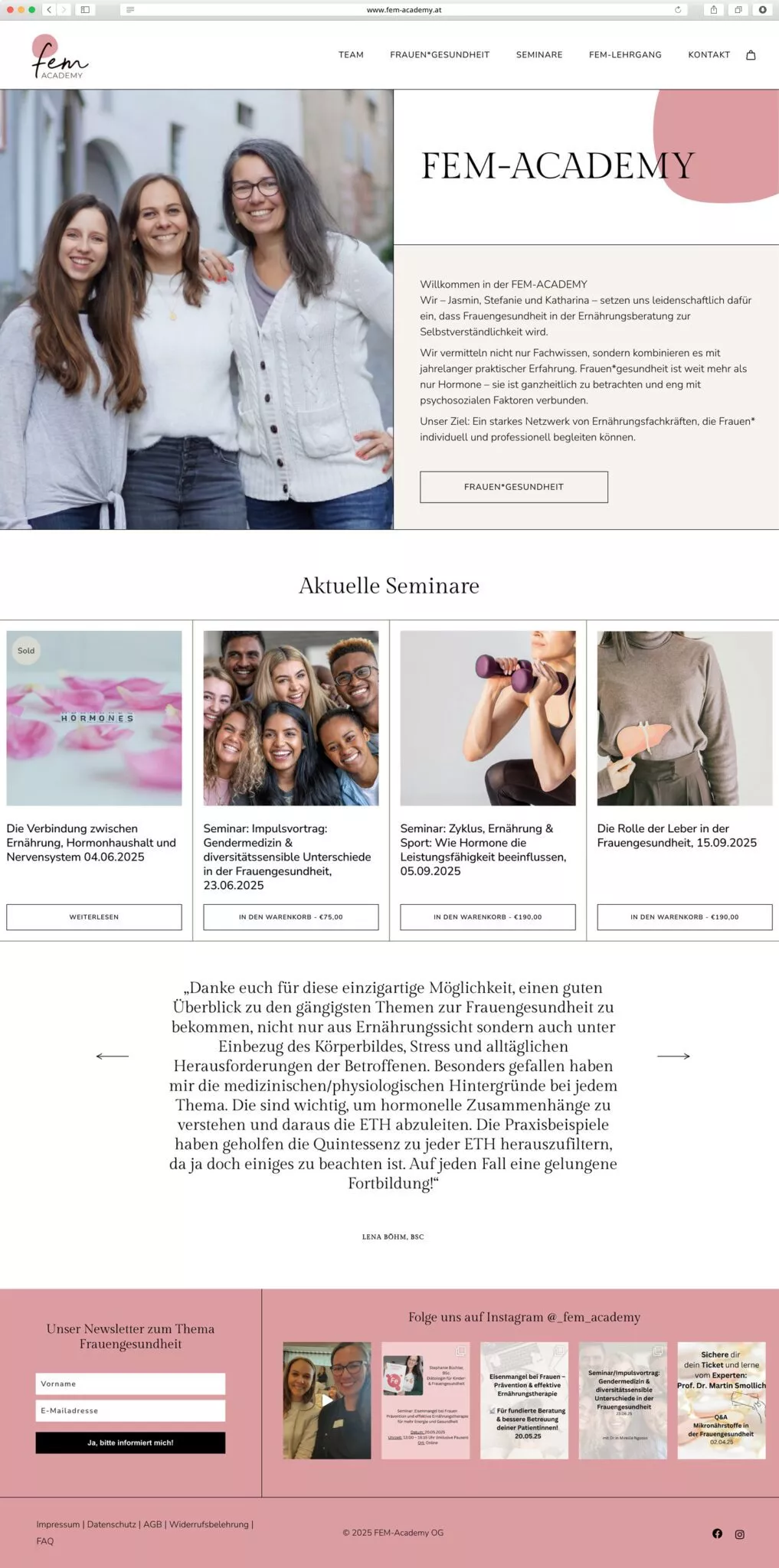 Femacademy Website Screenshot