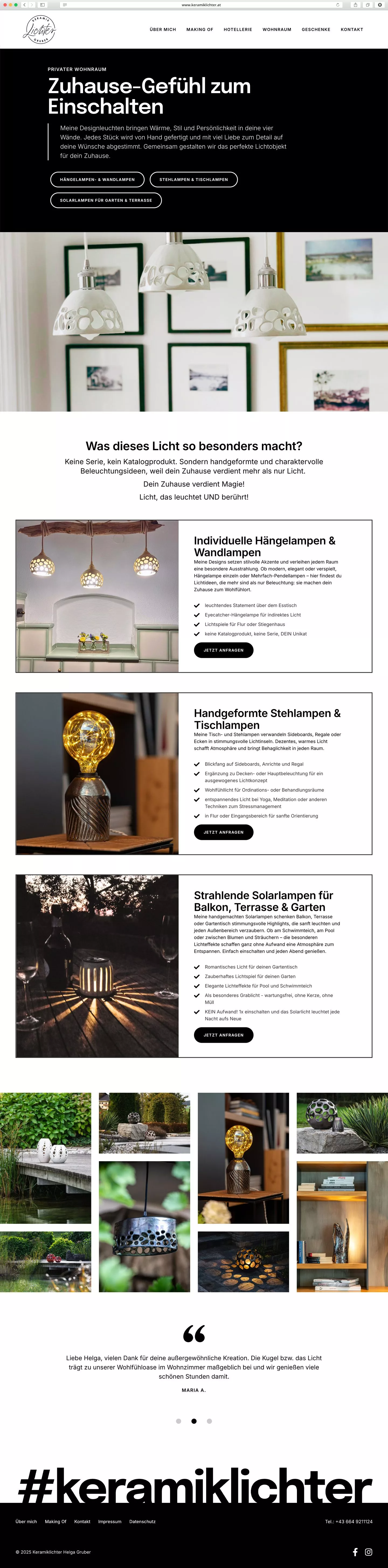 Keramiklichter Website Screenshot Keramiklichter Website Screenshot