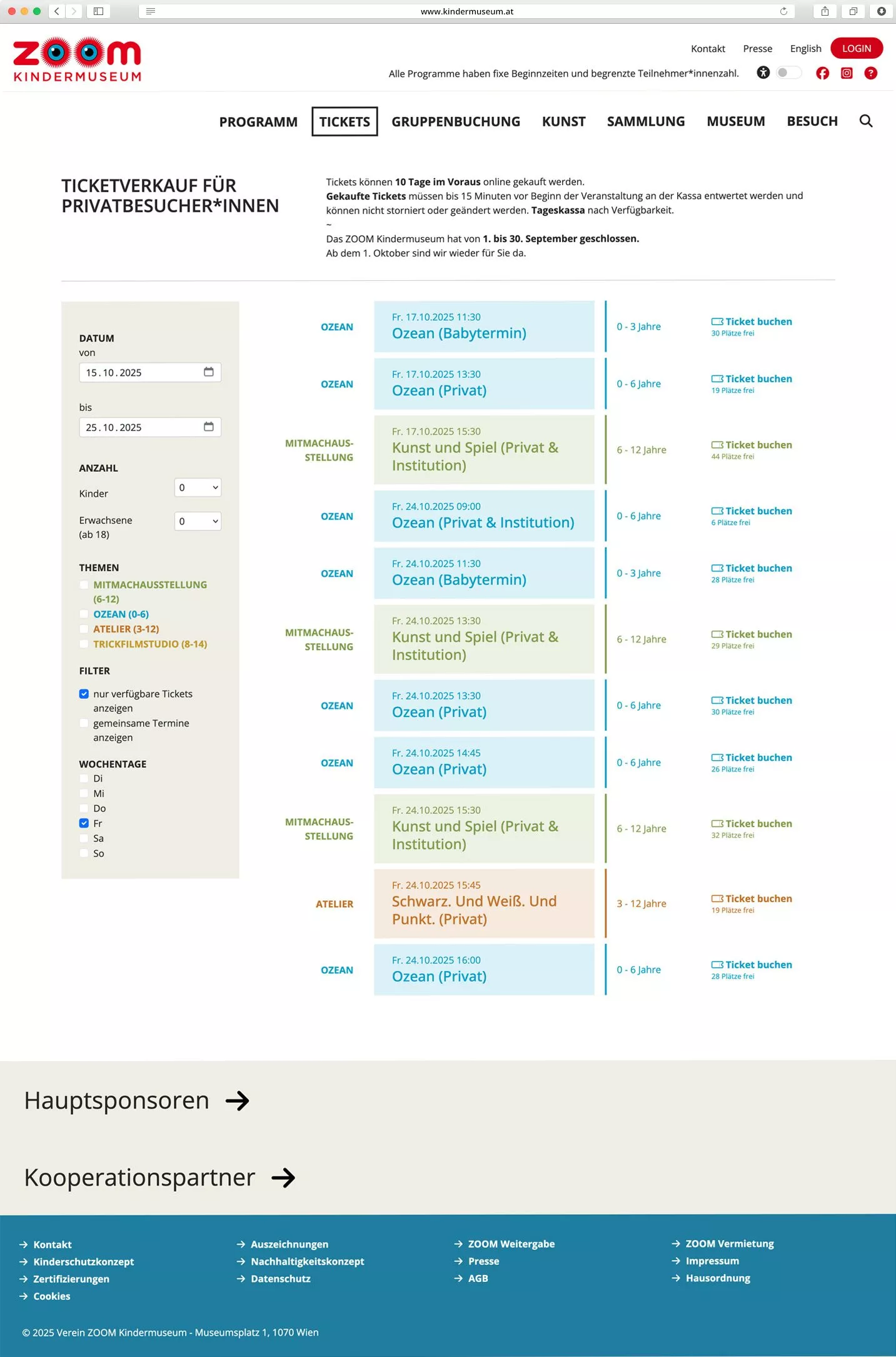 Zoom Kindermuseum Website Screenshot Zoom Kindermuseum Website Screenshot