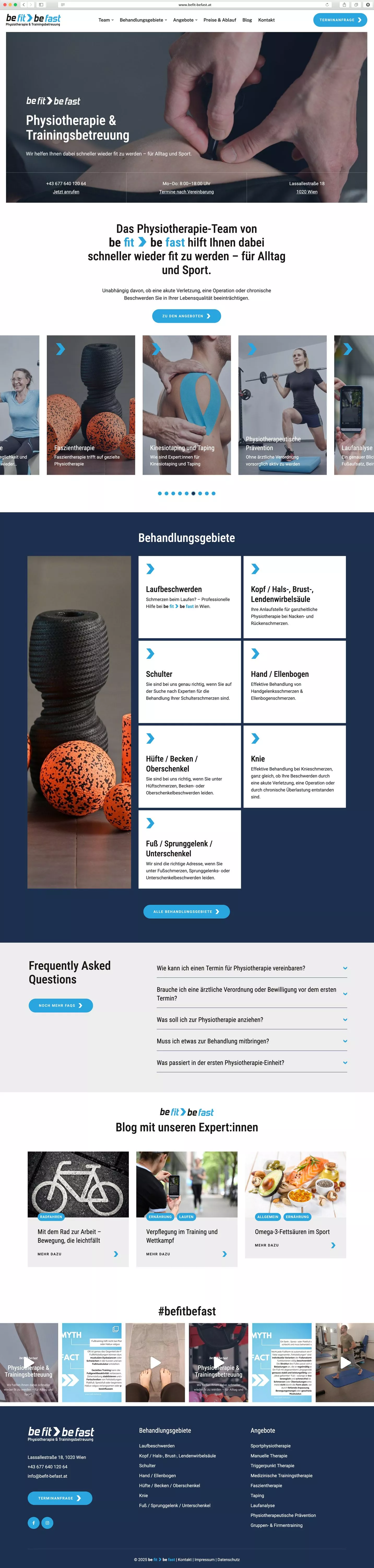 be fit > be fast Website Screenshot