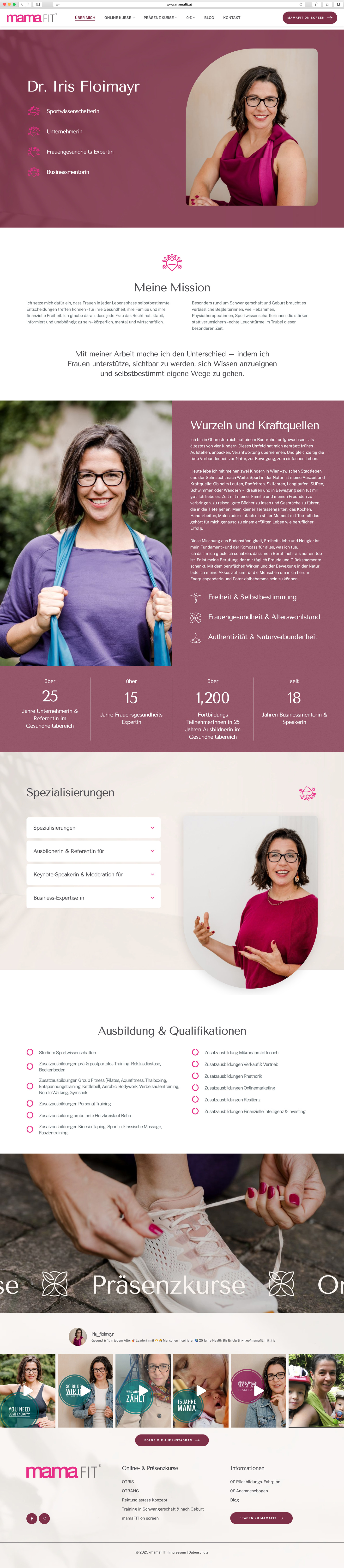 mamaFIT Website Screenshot