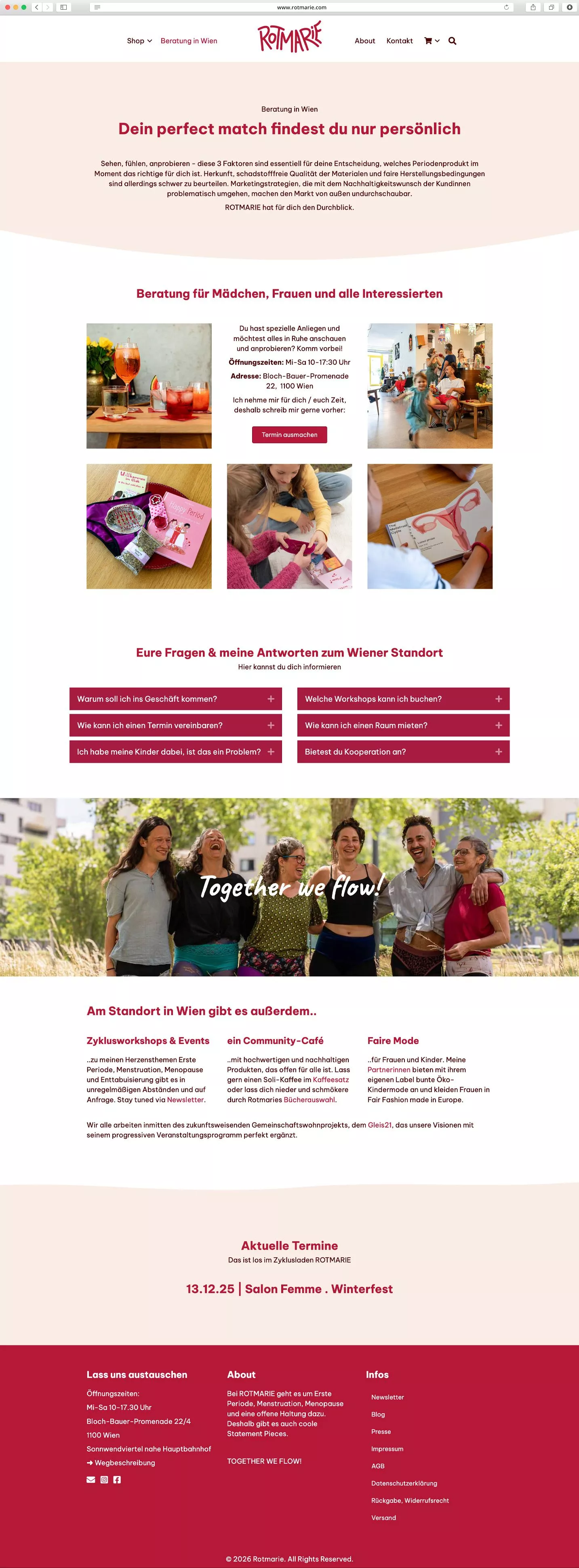 Rotmarie Website Überarbeitung Screenshot