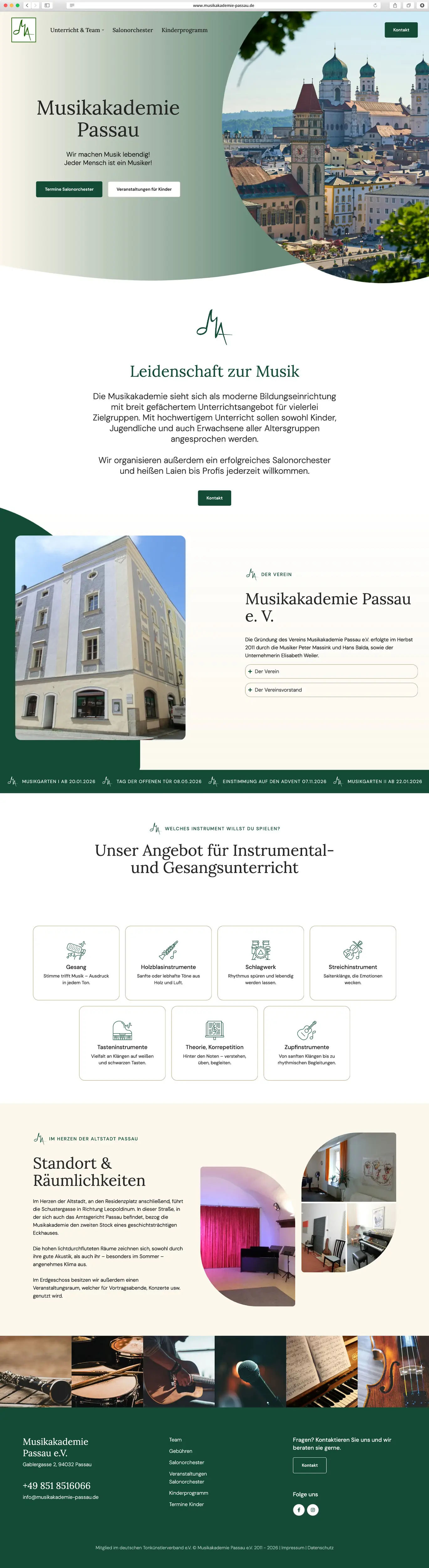 Musikakademie Passau Website Screenshot