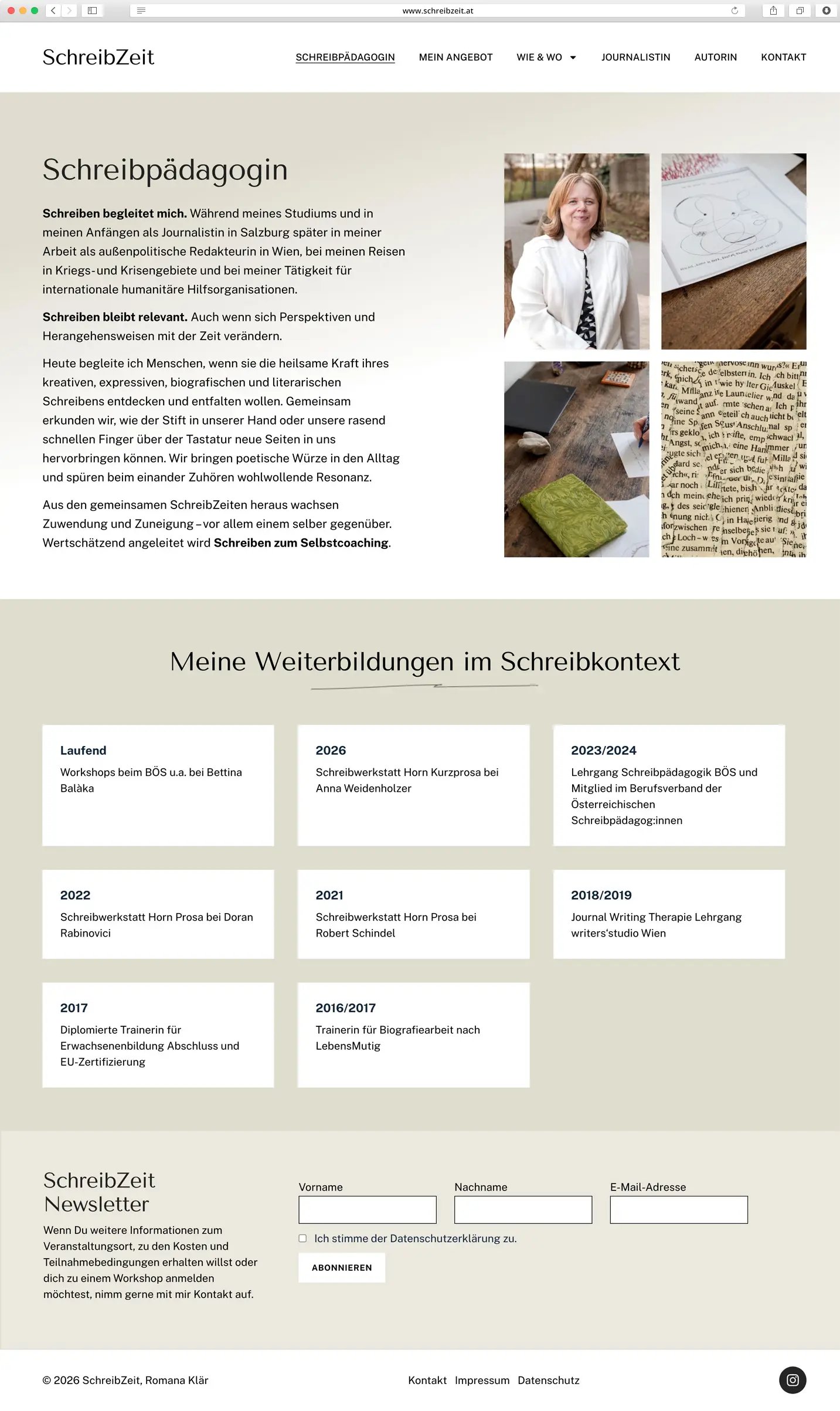 Romana Klär Website Screenshot