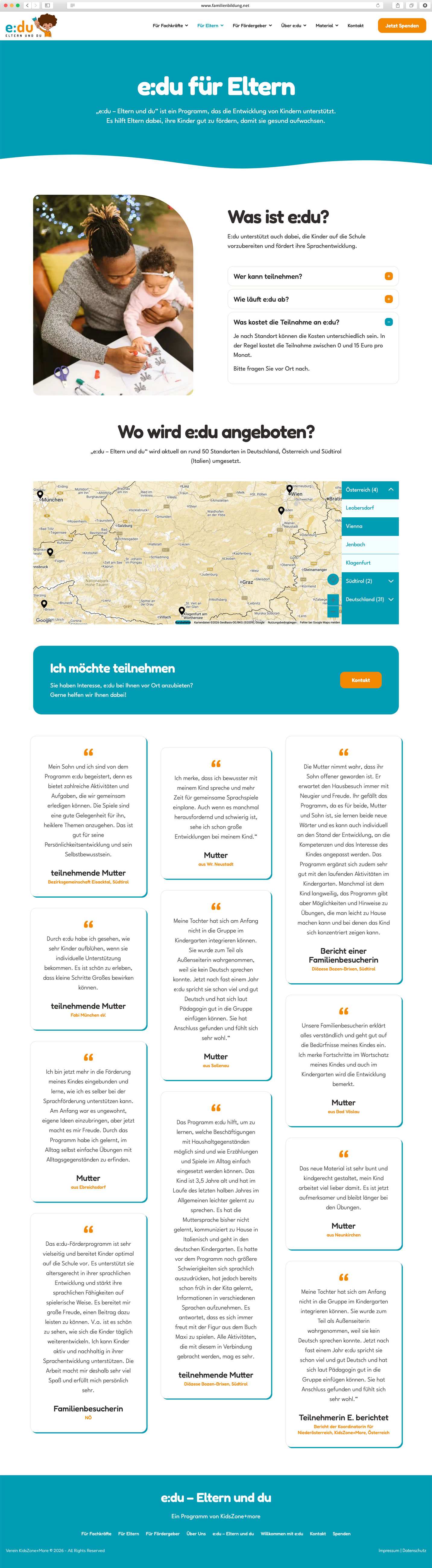 Familienbildung Website Screenshot