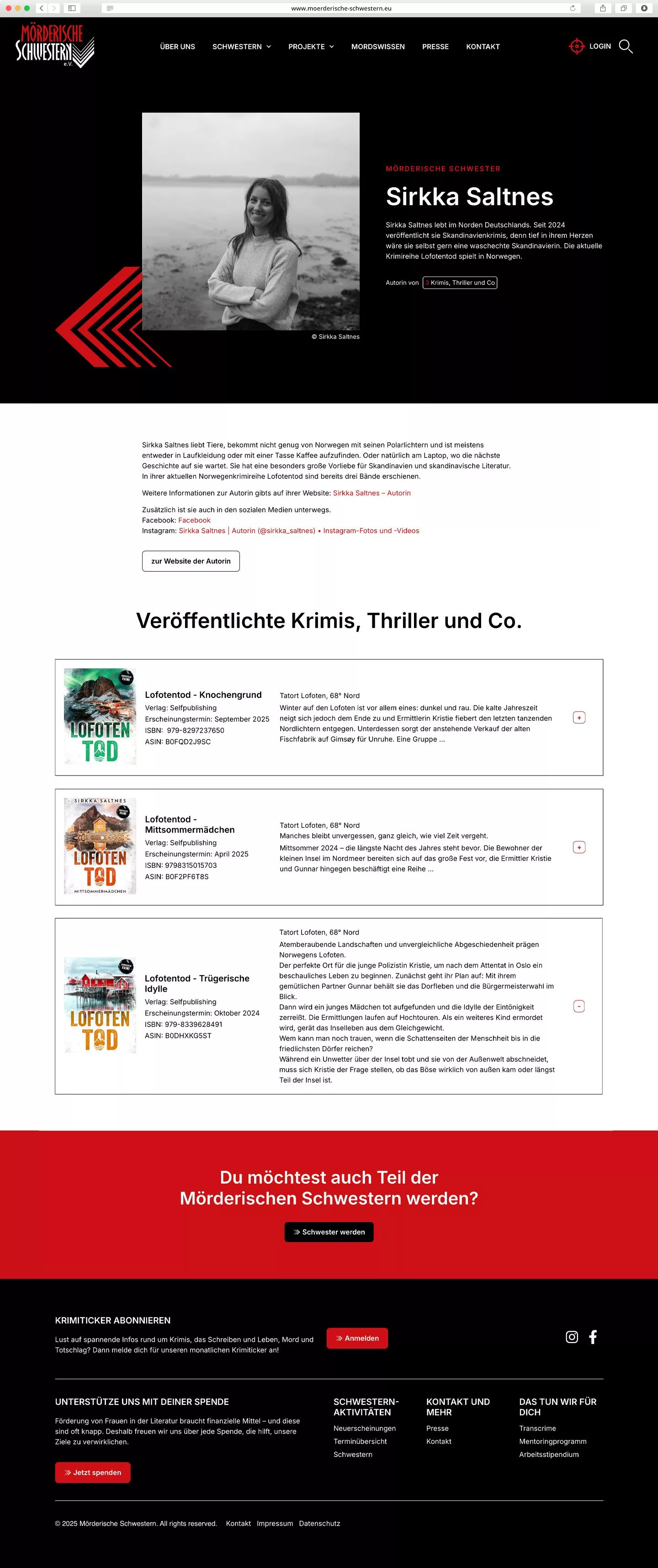 Mörderische Schwestern Website Screenshot Mörderische Schwestern Website Screenshot