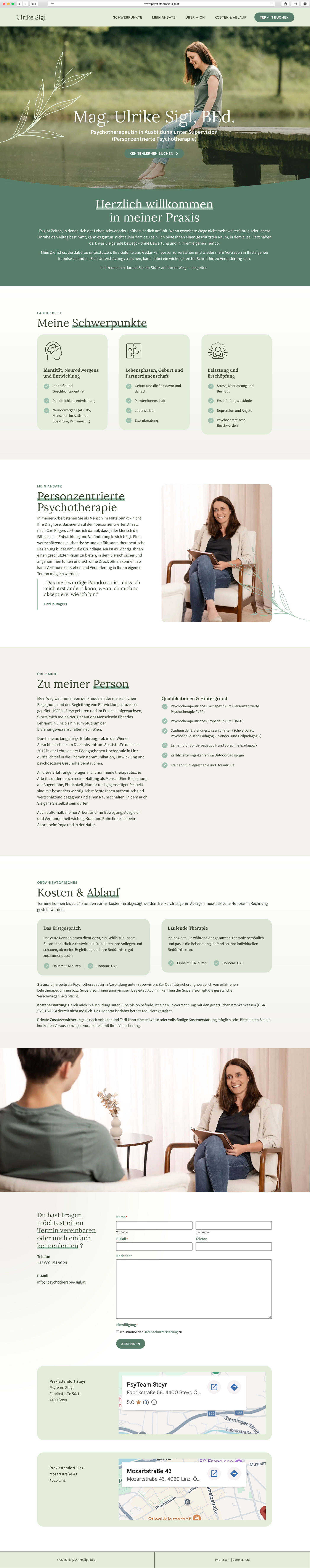 Ulrike Sigl Website Screenshot